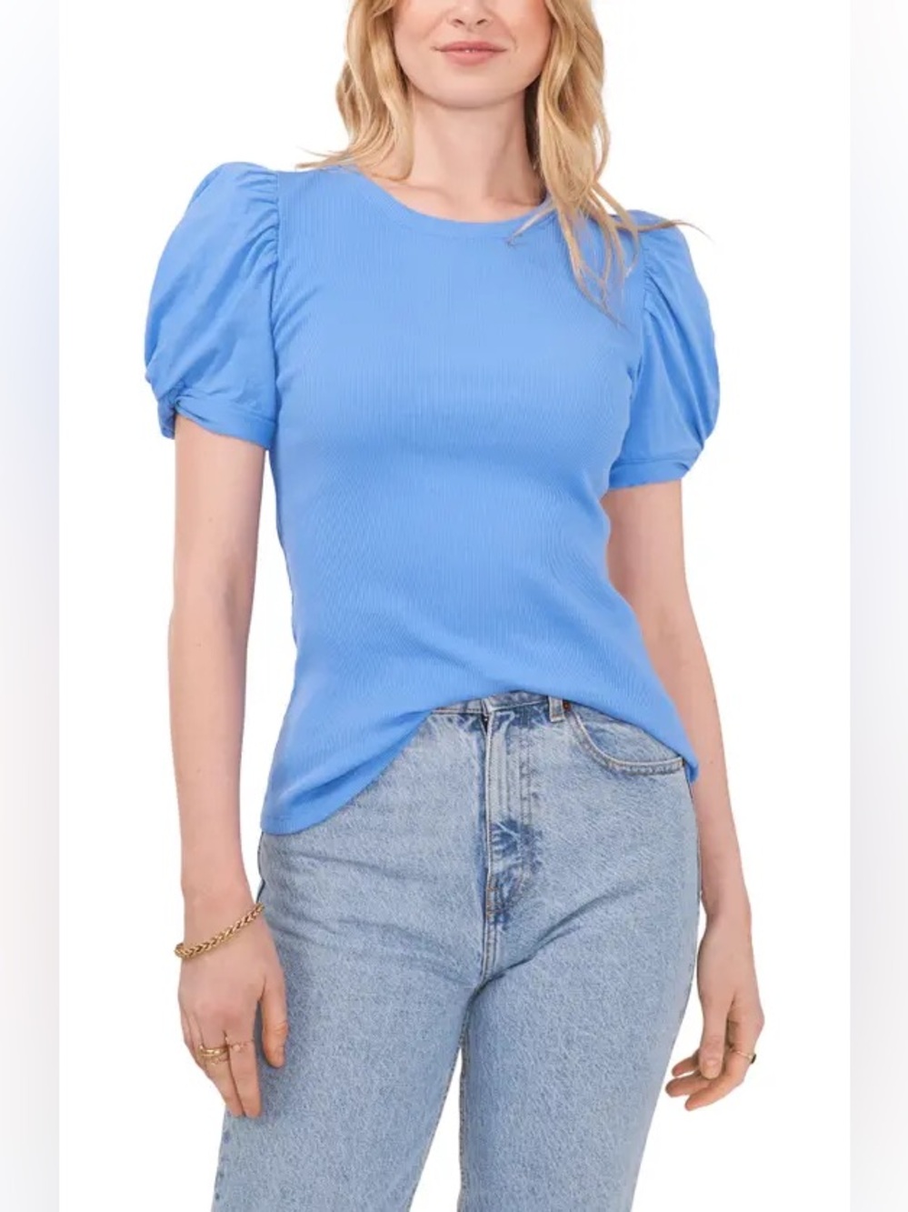 NWT 1. State Rib Knit Puff Sleeve Blouse